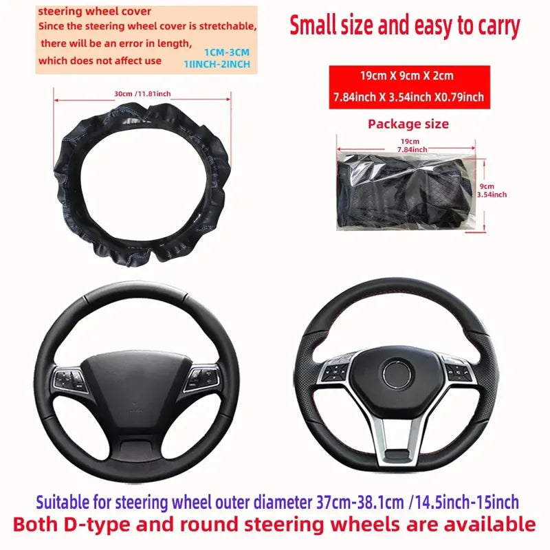 ONEMAXES Artificial Leather Three Steering Wheel Cover 1pcs