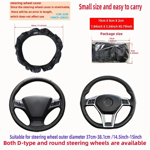 ONEMAXES Artificial Leather Three Steering Wheel Cover 1pcs