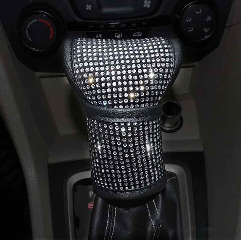 ONEMAXES Bling Bling Rhinestones Crystal Car Handbrake Cover Gear