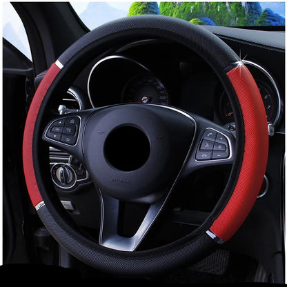 ONEMAXES Anti Slip Auto Decoration PU Leather Steering Covers  37-38cm