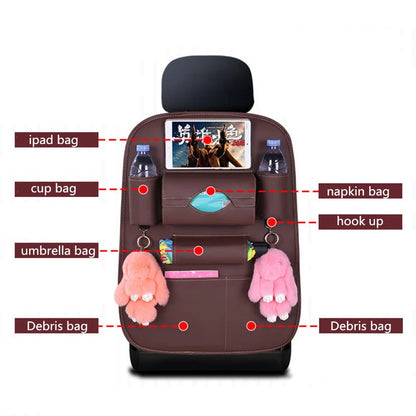 ONEMAXES 2024 New Car Seat back Storage Organizer Bag Universal PU Leather