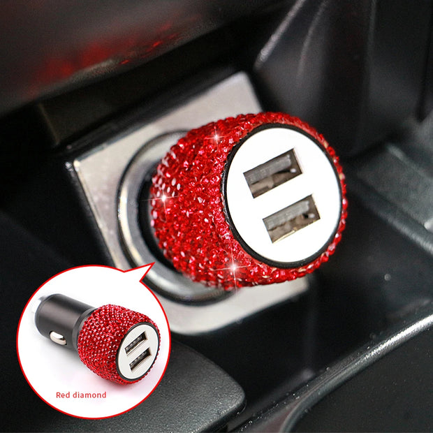 ONEMAXES Neues Bling USB-Autoladegerät 5V 2.1A Dual Port Schnelladapter Rosa