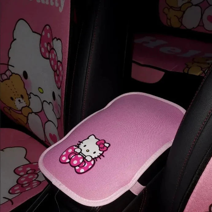 ONEMAXES HelloKitty Car Armrest Box Mat Ice Silk