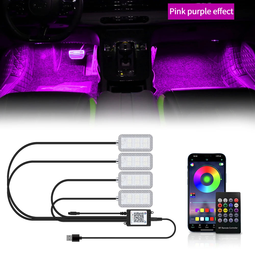 ONEMAXES LED Car Interior Ambient Foot Strip Light Kit Accessories