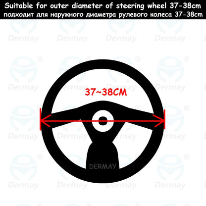 ONEMAXES Sport Car Steering Wheel Covers Anti-Slip PU Leather fit 37~38cm