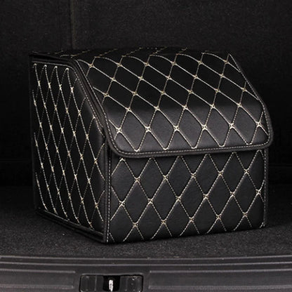 ONEMAXES Car PU Leather Trunk Storage Box Portable Foldable Storage Car 30cm