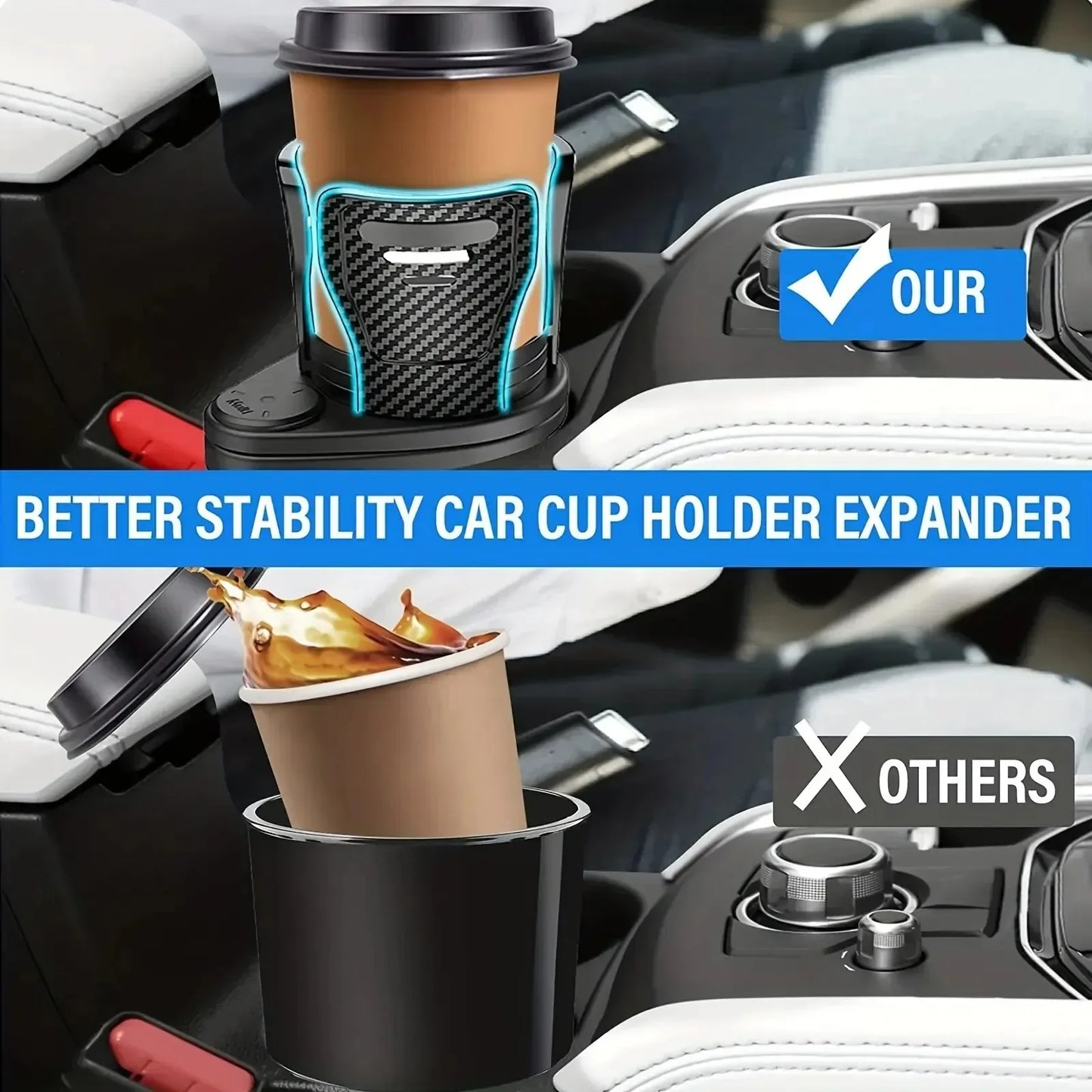 ONEMAXES Two in One Car Anti Slip Cup Holder