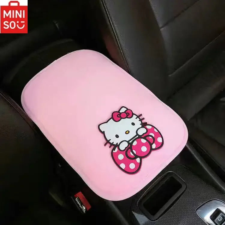 ONEMAXES HelloKitty Car Armrest Box Mat Ice Silk