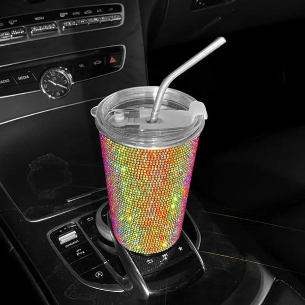 ONEMAXES Bling Diamond Stainless Steel Car Water Cup 550ML