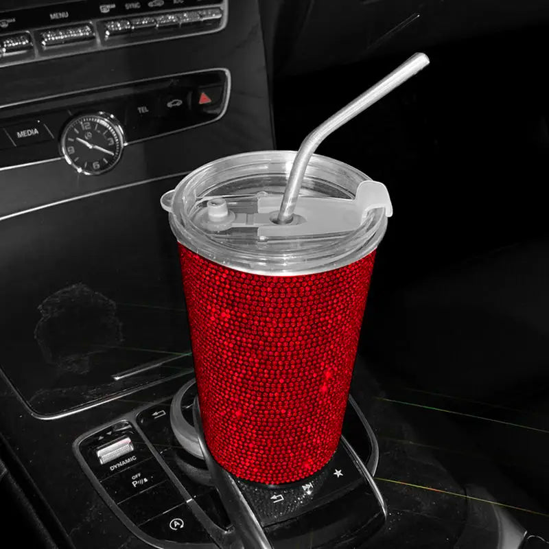 ONEMAXES Bling Diamond Stainless Steel Car Water Cup 550ML