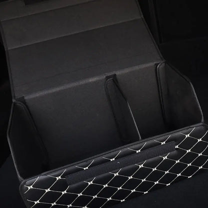 ONEMAXES Car PU Leather Trunk Storage Box Portable Foldable Storage Car 30cm