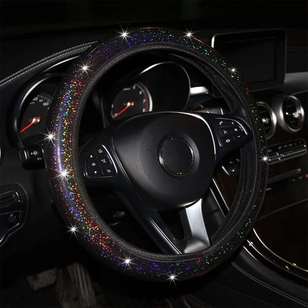 ONEMAXES  Diamond Rhinestones Car Steering Wheel Cover 37/38cm