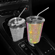 ONEMAXES Bling Diamond Stainless Steel Car Water Cup 550ML