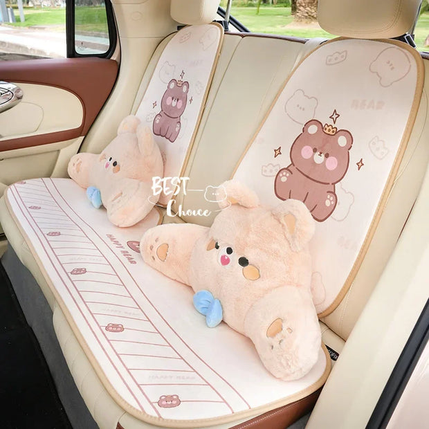 ONEMAXES Cartoon Bear Car Seat Cushion Full Set Soft