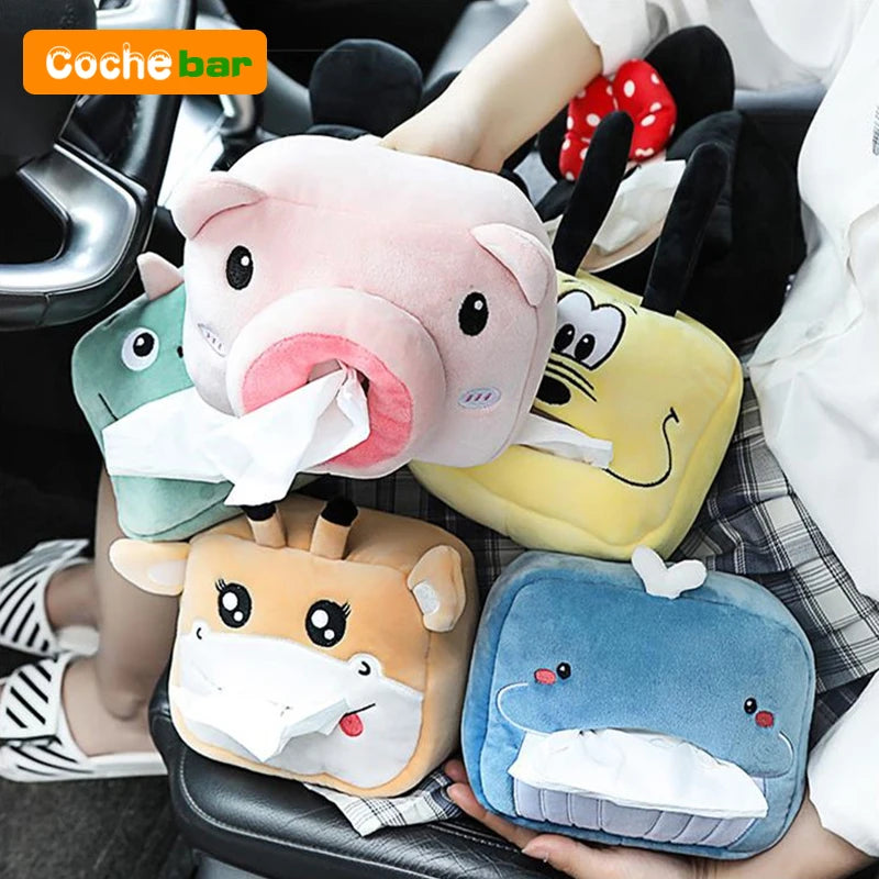 ONEMAXES Cartoon Tissue Box Holder Cute Short Plush Tissue Boxes