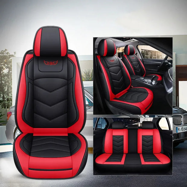 ONEMAXES Luxury Leather Car Seat Cover Set For Most Auto Chair