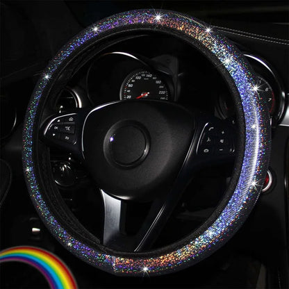 ONEMAXES  Diamond Rhinestones Car Steering Wheel Cover 37/38cm