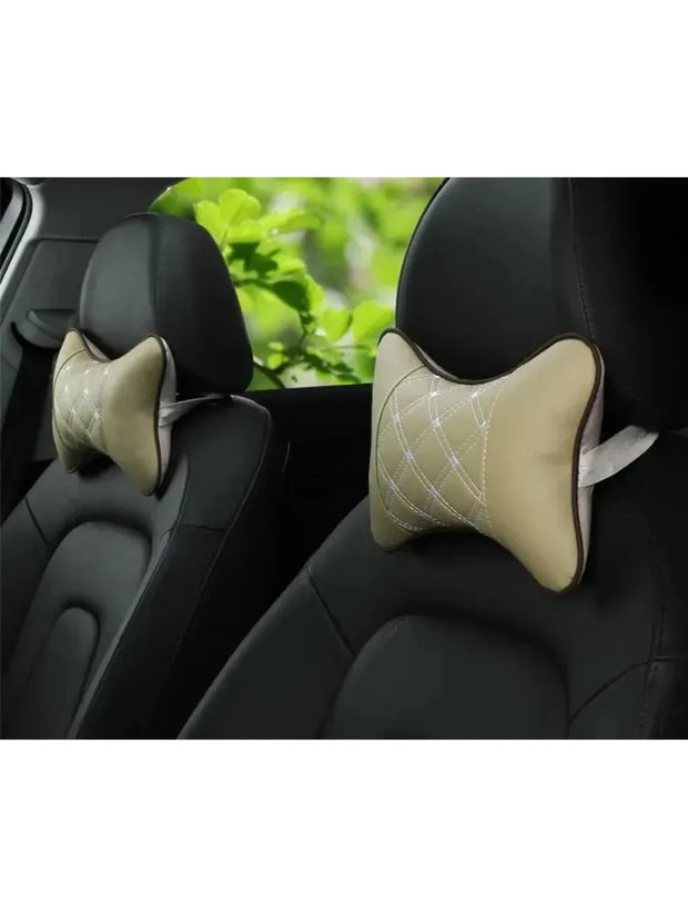 ONEMAXES Car Neck Pillows Both Side Pu Leather 1pcs