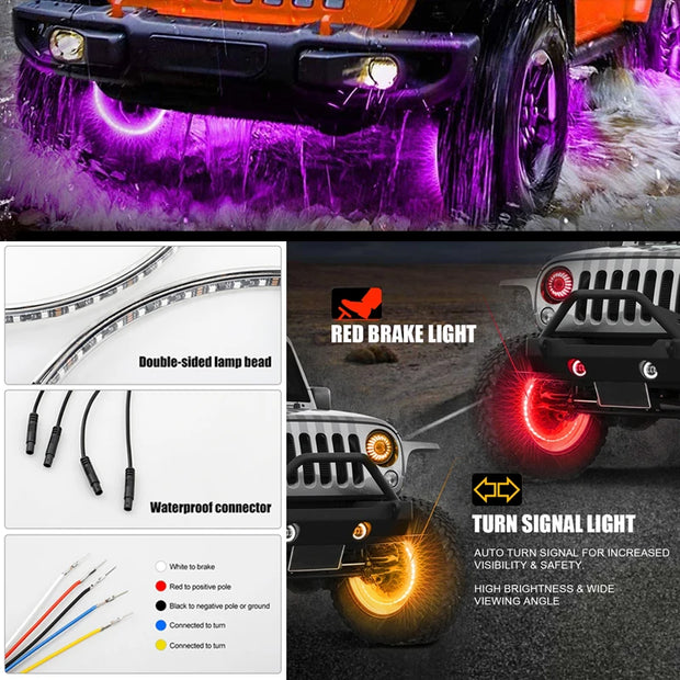 ONEMAXES RGB Car Wheel Light APP/Remote Car