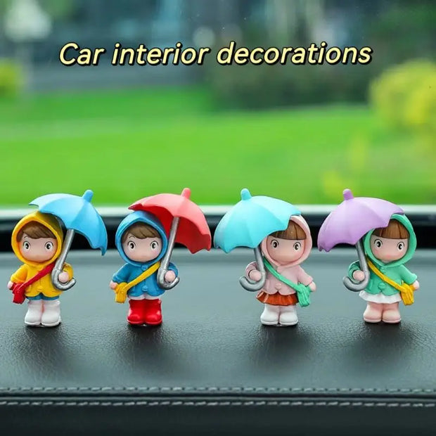 ONEMAXES  Cute umbrella girl car doll car center 4PCS