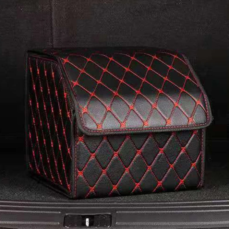 ONEMAXES Car PU Leather Trunk Storage Box Portable Foldable Storage Car 30cm