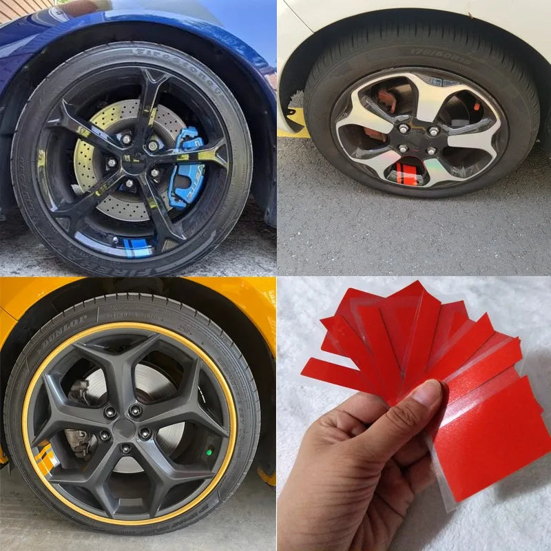 ONEMAXES Car Sticker Reflective Wheel Hub Decals Resistant Cover 6Pcs