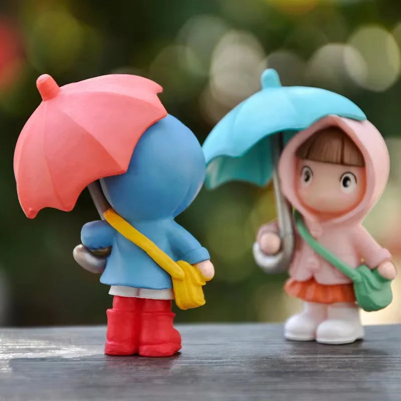 ONEMAXES  Cute umbrella girl car doll car center 4PCS