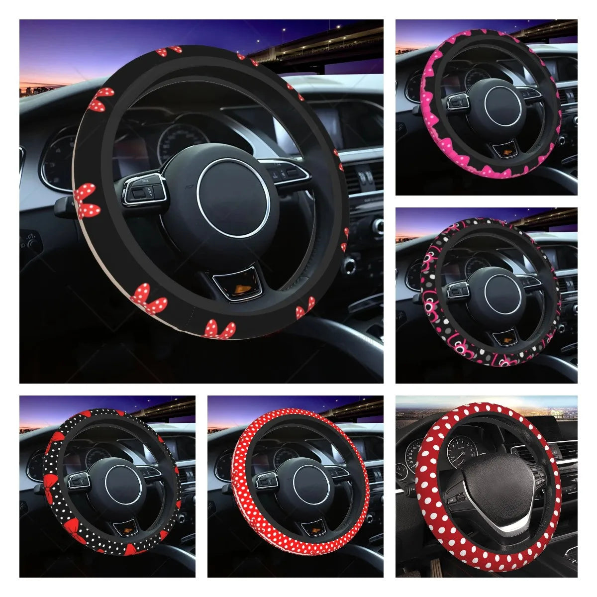 ONEMAXES  Cartoon Steering Wheel Covers for Women Car