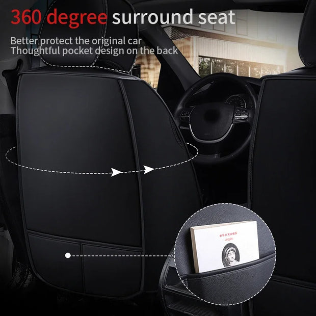 ONEMAXES Luxury Leather Car Seat Cover Set For Most Auto Chair